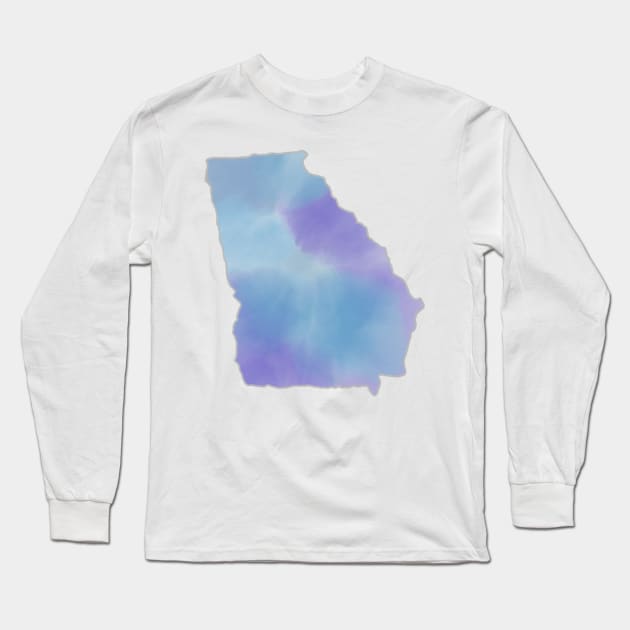 Purple and Blue Watercolor Georgia Long Sleeve T-Shirt by JuliesDesigns